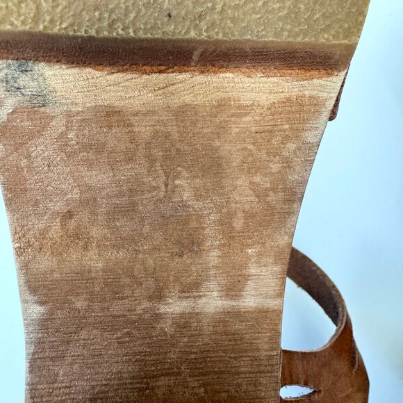 Swedish Hasbeens Women Lacy Sandal Size 36/ 6 Leather Cut Out Boho Neutral Brown - Picture 12 of 12